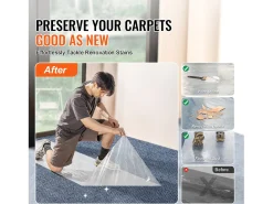 Discount Película de Protección de Alfombra, SucceBuy 61 cm × 60.96 m Película de Protección de Alfombra Autoadhesiva, PE Mat Shield Transparente