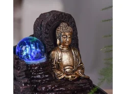 Zen Arôme Pequeña fuente de resina de interior con Buda Theravada de LED Multicolor Discount