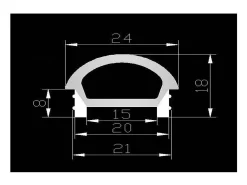 Ledkia Perfil Neón SFLEX 24x18 Superficie Semicircular Curva Vertical para Tira LED IP20 hasta 15 mm 2 m Blanco Hot