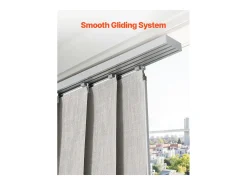 Ropa De Casa-Persiana de Paneles SucceBuy con Riel Extensible, 116-218 cm de Ancho, Panel Japonés Vertical Ajustable hasta 243 cm de Altura, Gris claro