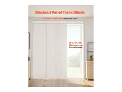 Ropa De Casa-Persiana de Paneles SucceBuy con Riel Extensible, 116-218 cm de Ancho, Panel Japonés Vertical Ajustable hasta 243 cm de Altura, Gris claro