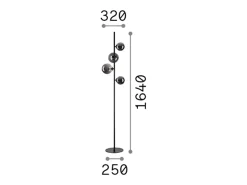 Clearance Ideal Lux Piantana Contemporanea Perlage Metallo Nero 4 Luci G9 3W 3000K Luce Calda Blanco
