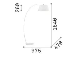 Ideal Lux Lámpara De Pie-Piantana Moderna Pagoda Metallo Nero 1 Luce E27 Blanco