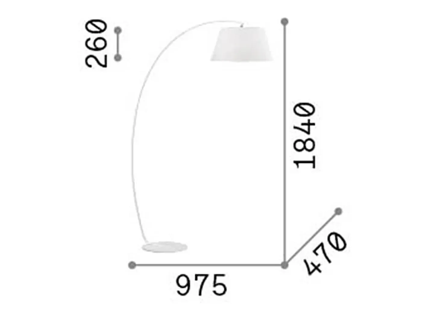 Ideal Lux Lámpara De Pie-Piantana Moderna Pagoda Metallo Nero 1 Luce E27 Blanco