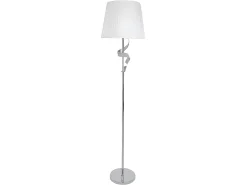 AKUNADECOR Pie Salon Serie Baeza En Cromo Pantalla Blanca Plateado Discount