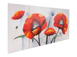 MCW Pintura al óleo Amapola roja pintada a mano Multicolor