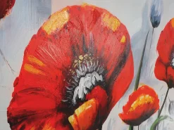 MCW Pintura al óleo Amapola roja pintada a mano Multicolor