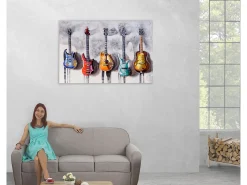 MCW Cuadro-Pintura al óleo guitarras pintadas a mano Multicolor