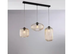 Outlet Pista Glamour negra con cristal ámbar decorado y cables eléctricos orientables, 3 luces Negro