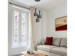 TOSEL Lámpara Suspendida-Plafón Barra ,metal,Negro ,A80xD 30xP30cm Negro / Rojo