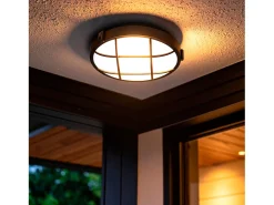 Ledkia Plafón Circular para Exterior Ø220 mm Rejilla Negro