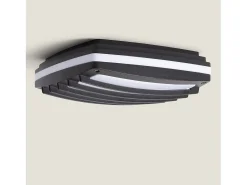 Ledkia Plafón Cuadrado Aluminio para Exterior 300x300 mm Domia Negro Multicolor Clearance