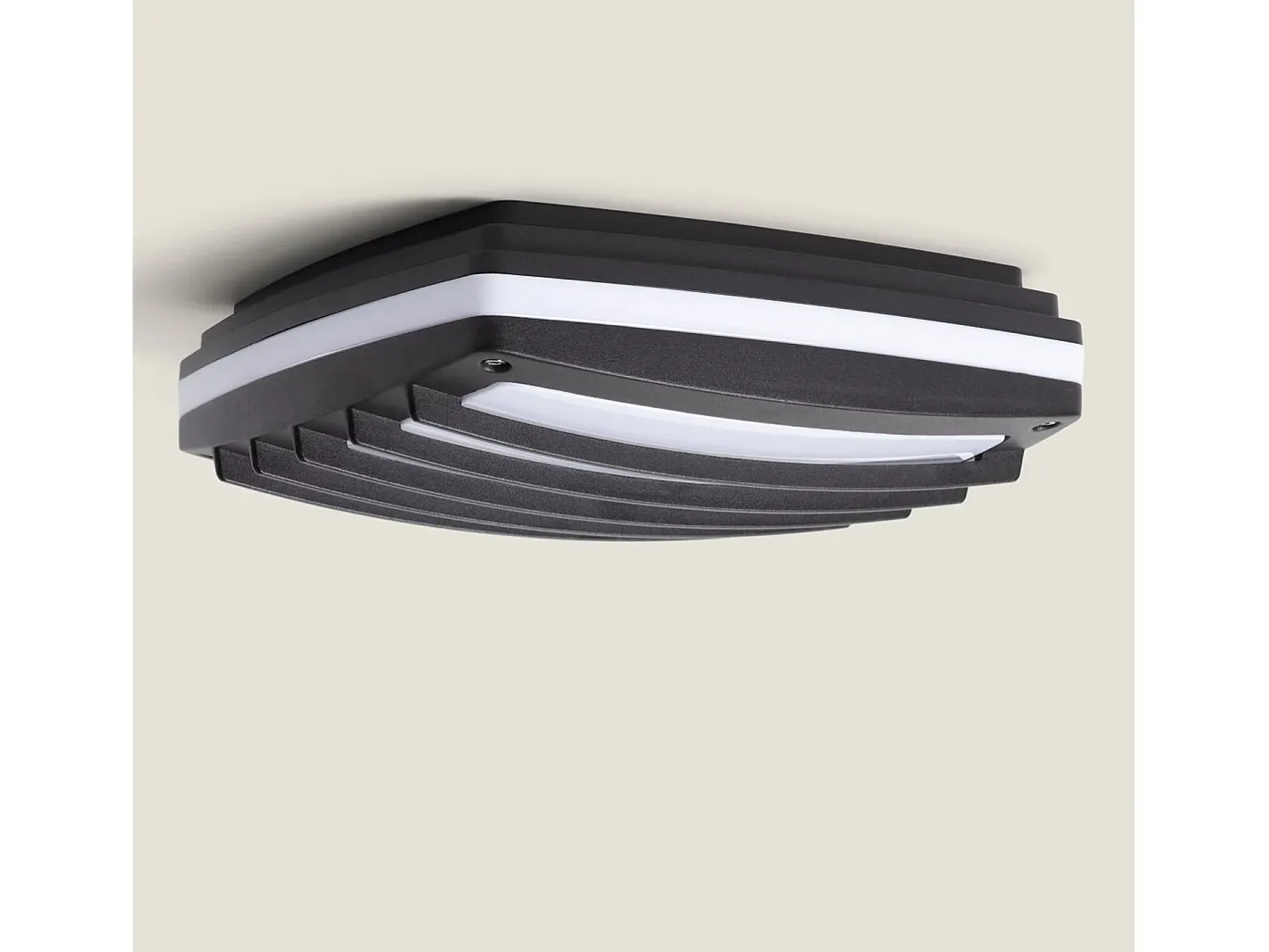 Ledkia Plafón Cuadrado Aluminio para Exterior 300x300 mm Domia Negro Multicolor Clearance