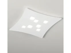 Aplique Para Pared-Plafón Isotta moderno 7 luces GX53 - Plafón curvo de metal 62x69cm, diseño geométrico, máx 7x8W, IP20, bombillas excluidas Blanco