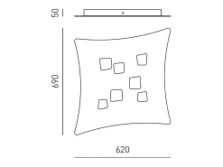 Aplique Para Pared-Plafón Isotta moderno 7 luces GX53 - Plafón curvo de metal 62x69cm, diseño geométrico, máx 7x8W, IP20, bombillas excluidas Blanco
