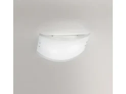 Aplique Para Pared-Plafón Lecce de cristal satinado 32,5x23cm, 2 luces E27 max 42W, IP20, estructura de metal con detalles cromados, bombilla no incluida Blanco