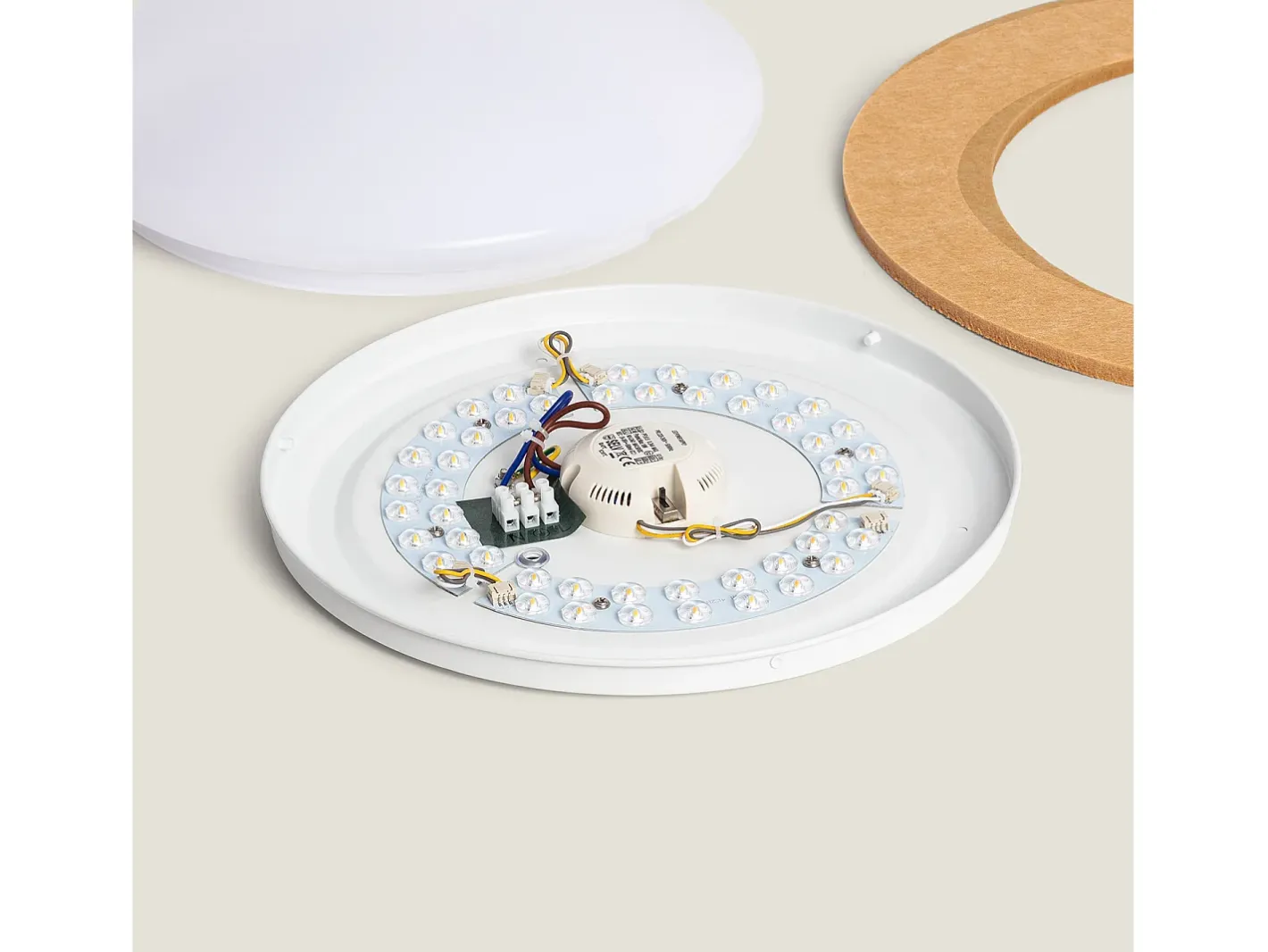 Ledkia Plafón-Plafón LED Acústico 18W Circular Fieltro Ø460 mm CCT Seleccionable Lezhan Camel Beige