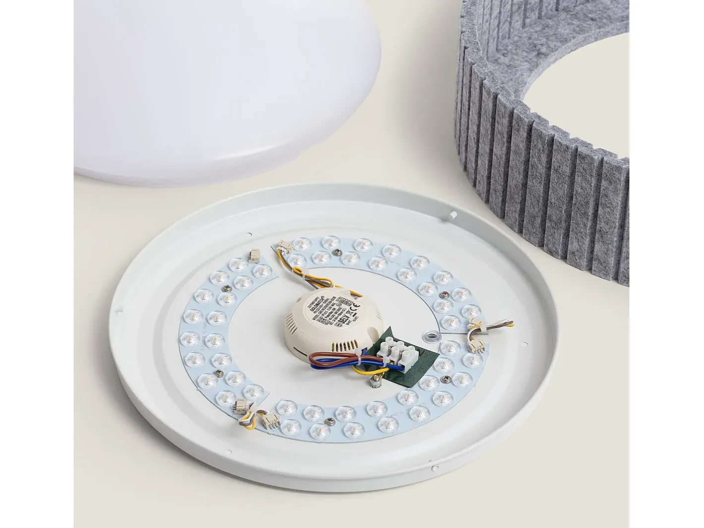 Ledkia Plafón-Plafón LED Acústico 18W Circular Fieltro Ø400 mm CCT Seleccionable Kaptyn Gris