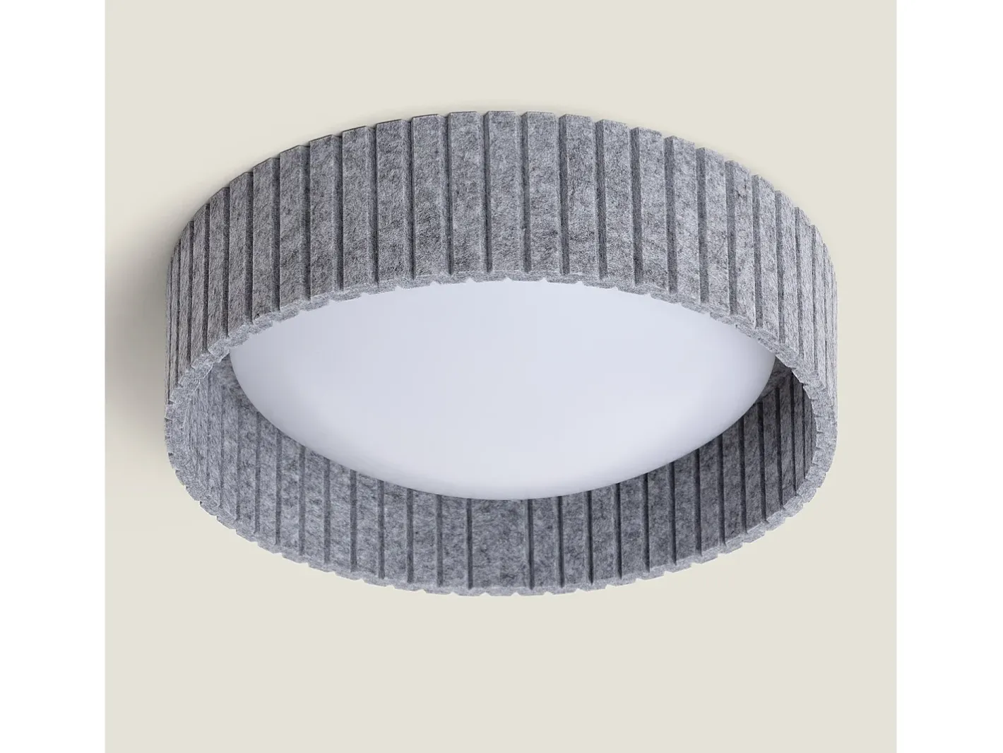 Ledkia Plafón-Plafón LED Acústico 18W Circular Fieltro Ø400 mm CCT Seleccionable Kaptyn Gris