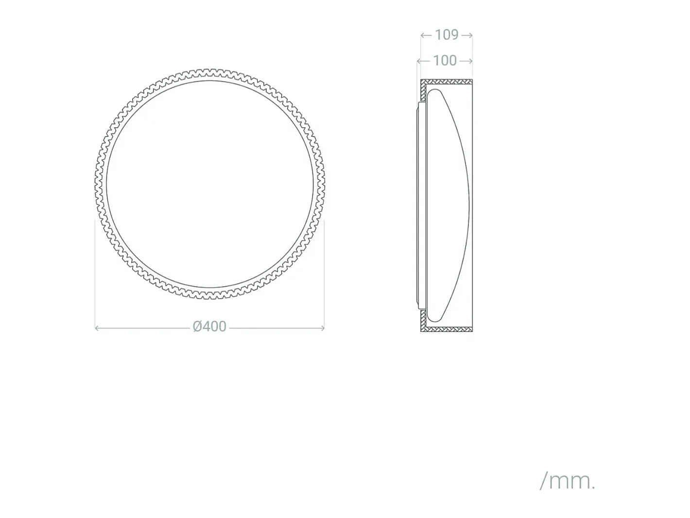 Ledkia Plafón-Plafón LED Acústico 18W Circular Fieltro Ø400 mm CCT Seleccionable Kaptyn Gris