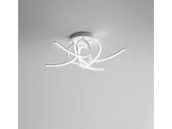 Plafón LED moderno Tosca P4 60W 3200lm luz cálida 3000K, diseño escultural, aluminio satinado, IP20, difusor opal Blanco Hot