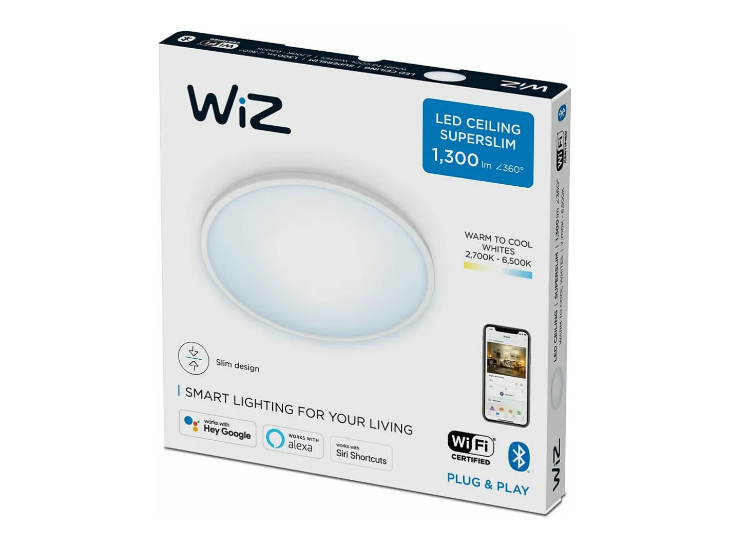 Ledkia Plafón LED Regulable CCT Smart WiFi + Bluetooth 14W WiZ 2700K - 6500K Blanco