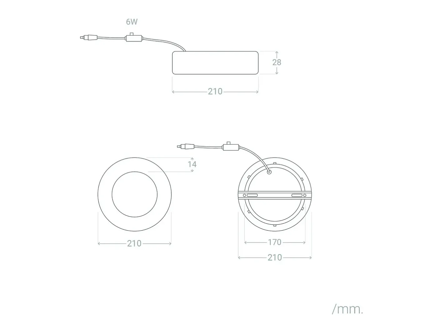 Ledkia Plafón LED 18W Circular Aluminio Ø210 mm Slim CCT Seleccionable Galán SwitchDimm Negro Multicolor New