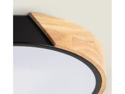 Ledkia Plafón-Plafón LED 36W Circular Madera Ø500 mm CCT Seleccionable Semi-Dari Negro Multicolor