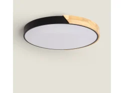 Ledkia Plafón-Plafón LED 36W Circular Madera Ø500 mm CCT Seleccionable Semi-Dari Negro Multicolor