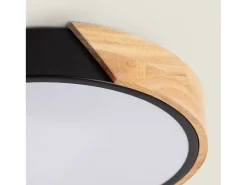 Ledkia Plafón-Plafón LED 18W Circular Madera Ø320 mm CCT Seleccionable Semi-Dari Negro Multicolor