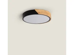 Ledkia Plafón-Plafón LED 18W Circular Madera Ø320 mm CCT Seleccionable Semi-Dari Negro Multicolor