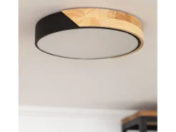 Ledkia Plafón-Plafón LED 18W Circular Madera Ø320 mm CCT Seleccionable Semi-Dari Negro Multicolor