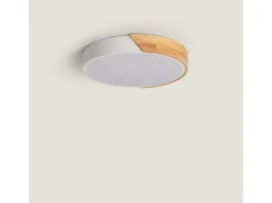 Ledkia Plafón-Plafón LED 18W Circular Madera Ø320 mm CCT Seleccionable Semi-Dari Blanco Multicolor