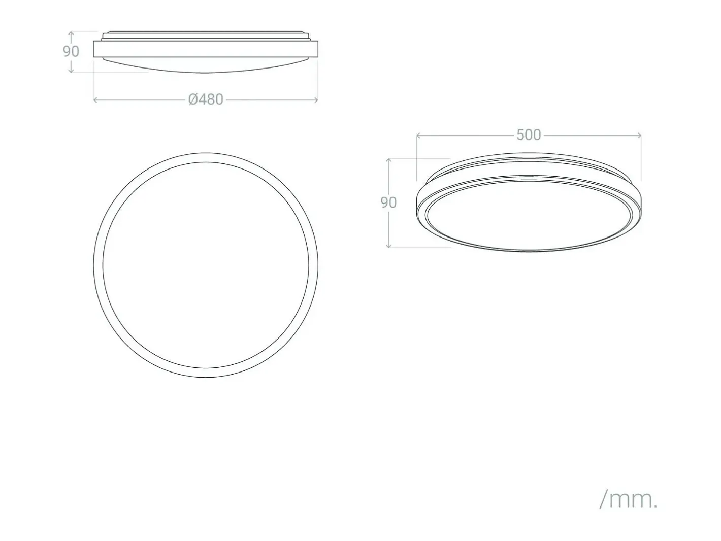 Ledkia Plafón LED 24W Circular Metal Ø500 mm CCT Seleccionable Bari Gris Multicolor
