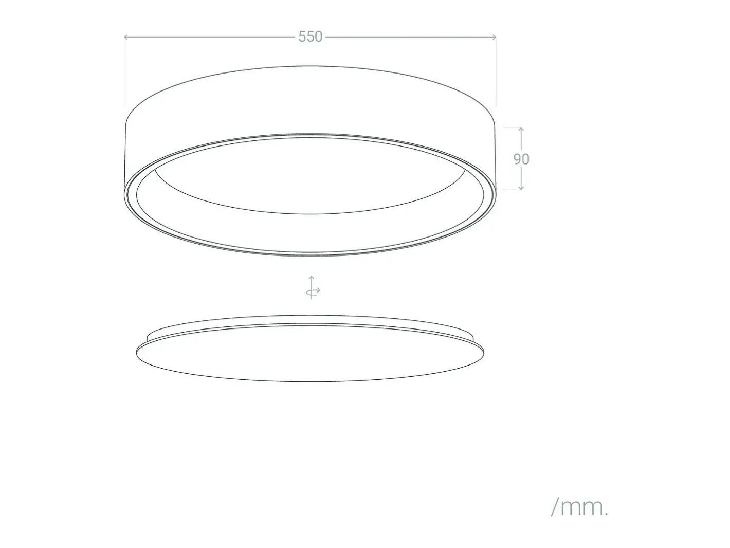 Ledkia Plafón-Plafón LED 30W Circular Metal Ø550 mm CCT Seleccionable Big Broadway Negro Multicolor