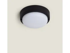 Ledkia Iluminación Exterior-Plafón LED 15W Circular para Exterior Ø140 mm IP65 Black 4000K Blanco Neutro Negro