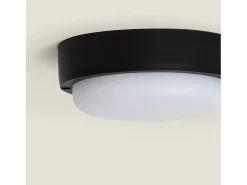 Ledkia Iluminación Exterior-Plafón LED 15W Circular para Exterior Ø140 mm IP65 Black 4000K Blanco Neutro Negro