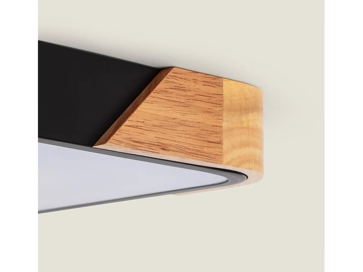 Discount Ledkia Plafón LED 18W Cuadrado Madera 325x325 mm CCT Seleccionable Semi-Dari Negro Multicolor