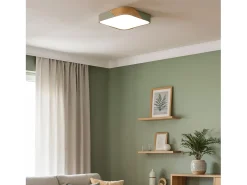 Discount Ledkia Plafón LED 18W Cuadrado Madera 325x325 mm CCT Seleccionable Semi-Dari Negro Multicolor