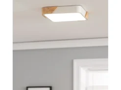 Ledkia Plafón-Plafón LED 18W Cuadrado Madera 325x325 mm CCT Seleccionable Semi-Dari Blanco Multicolor