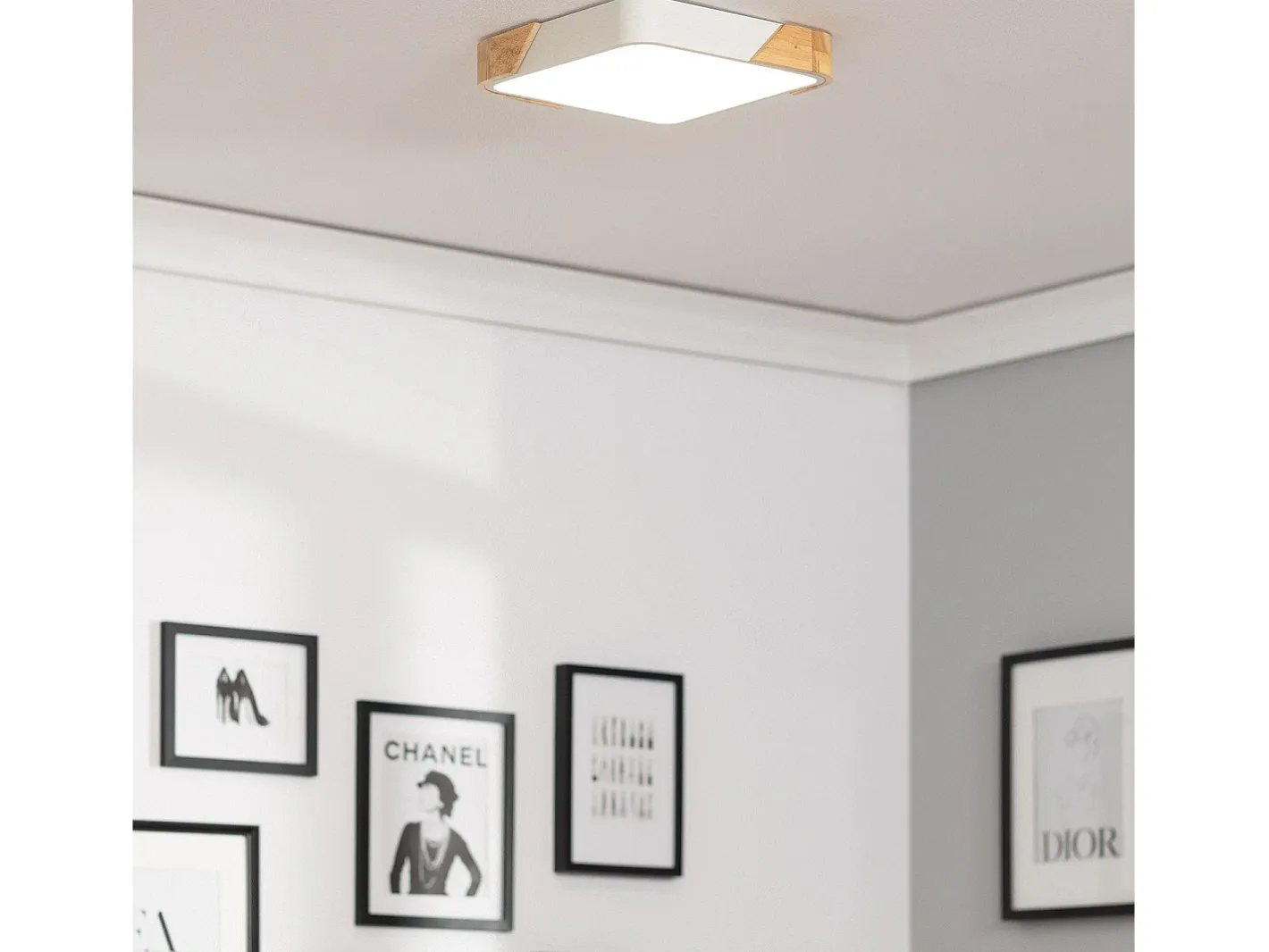Ledkia Plafón-Plafón LED 18W Cuadrado Madera 325x325 mm CCT Seleccionable Semi-Dari Blanco Multicolor