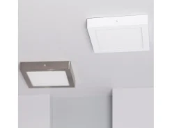 Ledkia Plafón LED 18W Cuadrado Metal 225x225 mm Silver 3000K Blanco Cálido Multicolor Hot