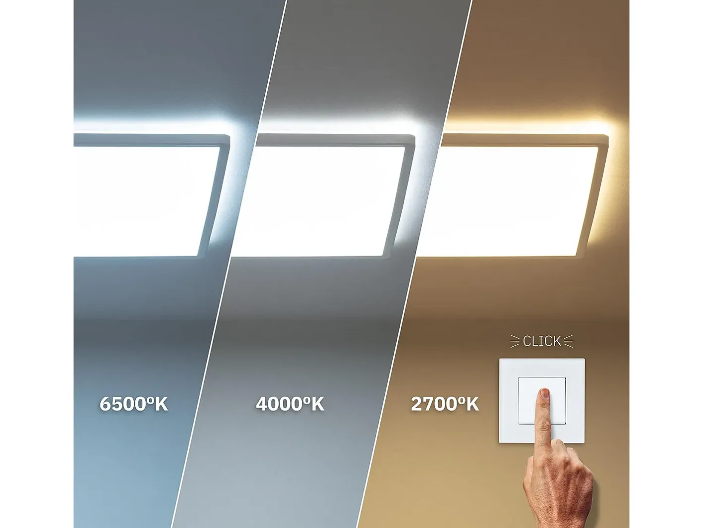New Ledkia Plafón LED 24W Cuadrado SwitchCCT Seleccionable 420x420 mm Doble Cara Seleccionable (Cálido-Neutro-Frío) Multicolor