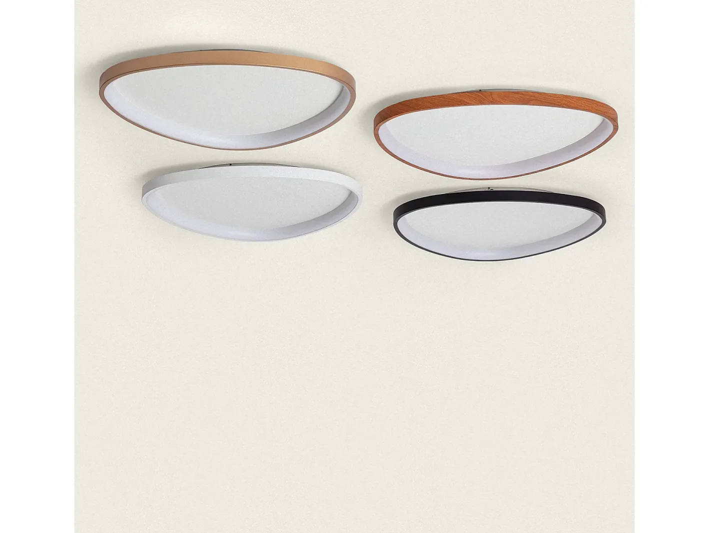 Ledkia Plafón-Plafón LED 30W Ovalado Metal Ø600 mm CCT Seleccionable Owen Dorado Multicolor