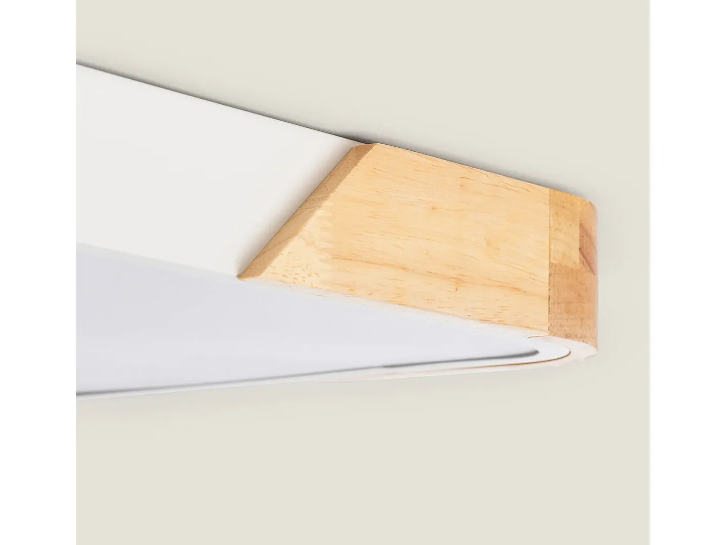 Ledkia Plafón-Plafón LED 30W Rectangular Madera y Metal 625x425 mm CCT Seleccionable Semi-Dari Blanco Multicolor