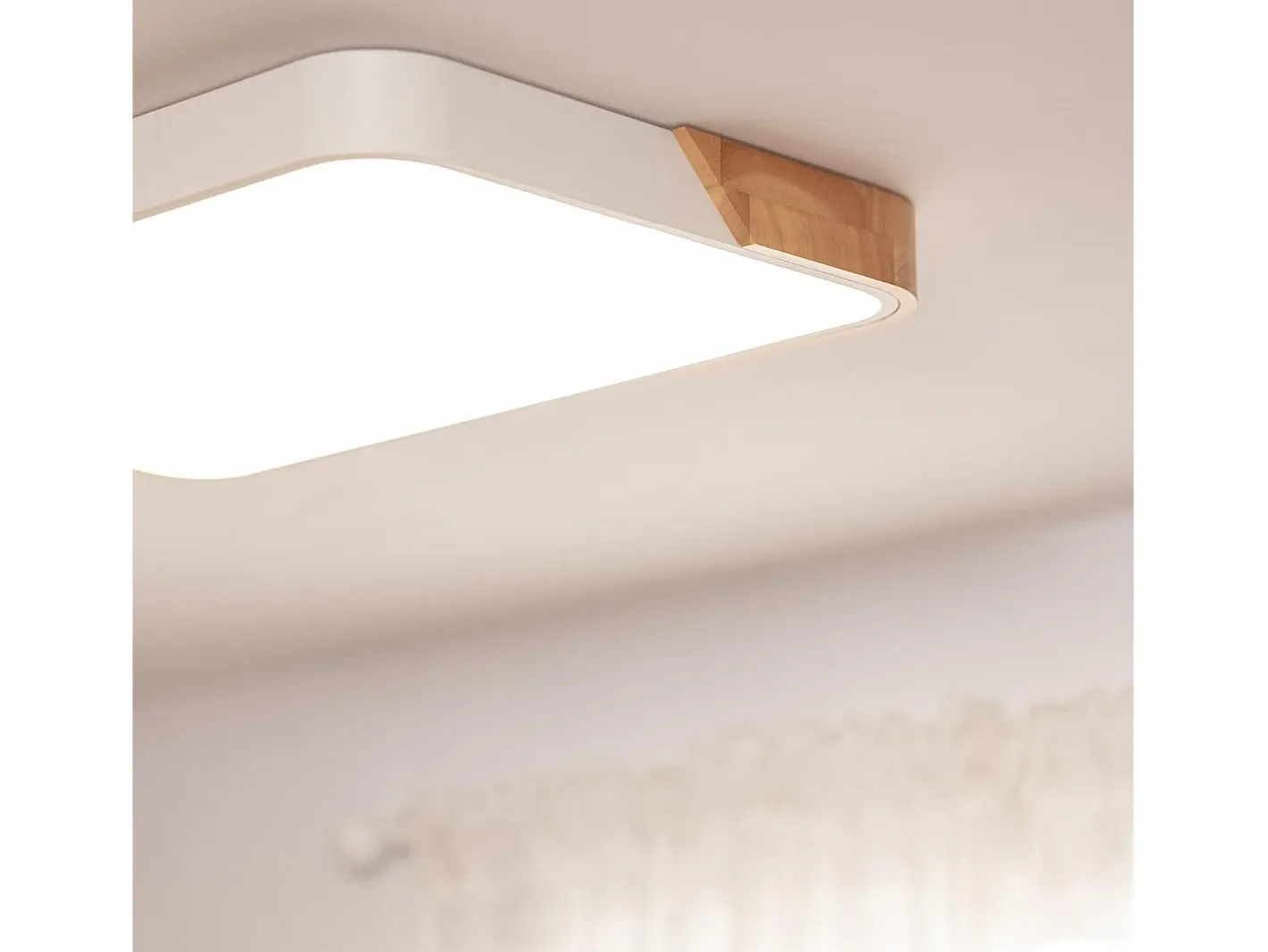 Ledkia Plafón-Plafón LED 30W Rectangular Madera y Metal 625x425 mm CCT Seleccionable Semi-Dari Blanco Multicolor