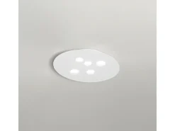Outlet Plafón Luna de metal 60x50cm, 5 luces GX53 máx 5x8W, IP20, diseño moderno redondo, bombillas no incluidas Blanco