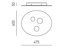 Discount Plafón Luna de metal 47,5x40cm, 3 luces GX53 máx 3x8W, IP20, diseño moderno redondo, bombillas no incluidas Blanco