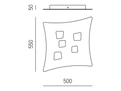 Plafón moderno Isotta 5 luces GX53 gris tórtola - Plafón curvo de metal 50x55cm, diseño geométrico, máx 5x8W, IP20, bombillas excluidas Marru00f3n chocolate
