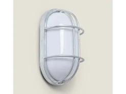 Ledkia Aplique Para Pared-Plafón Oval para Exterior 260x146 mm Fjord Acero Galvanizado Plateado
